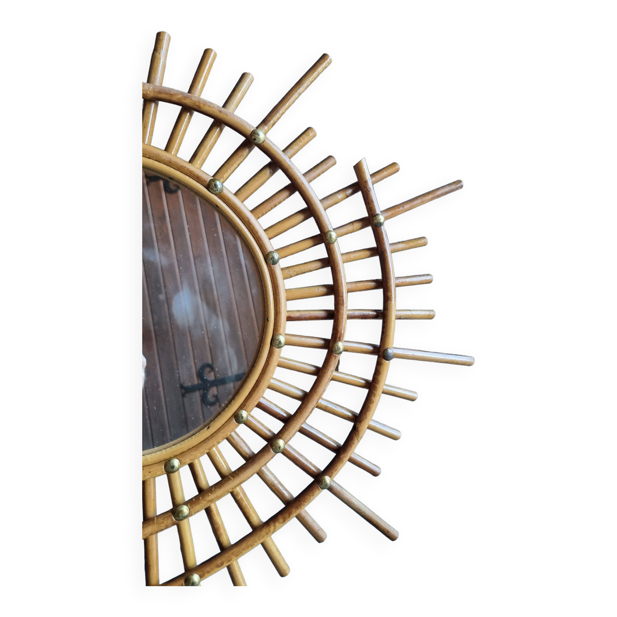 Asymmetrical rattan mirror