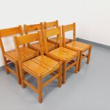 Set of 6 vintage Les Arcs chairs in pine from the 60s 70s