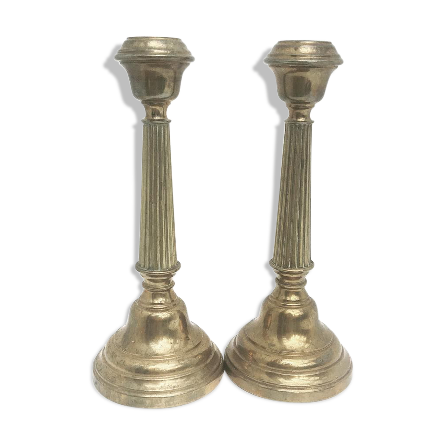 Pair antique bronze candlesticks