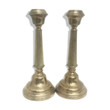 Pair antique bronze candlesticks