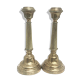 Pair antique bronze candlesticks