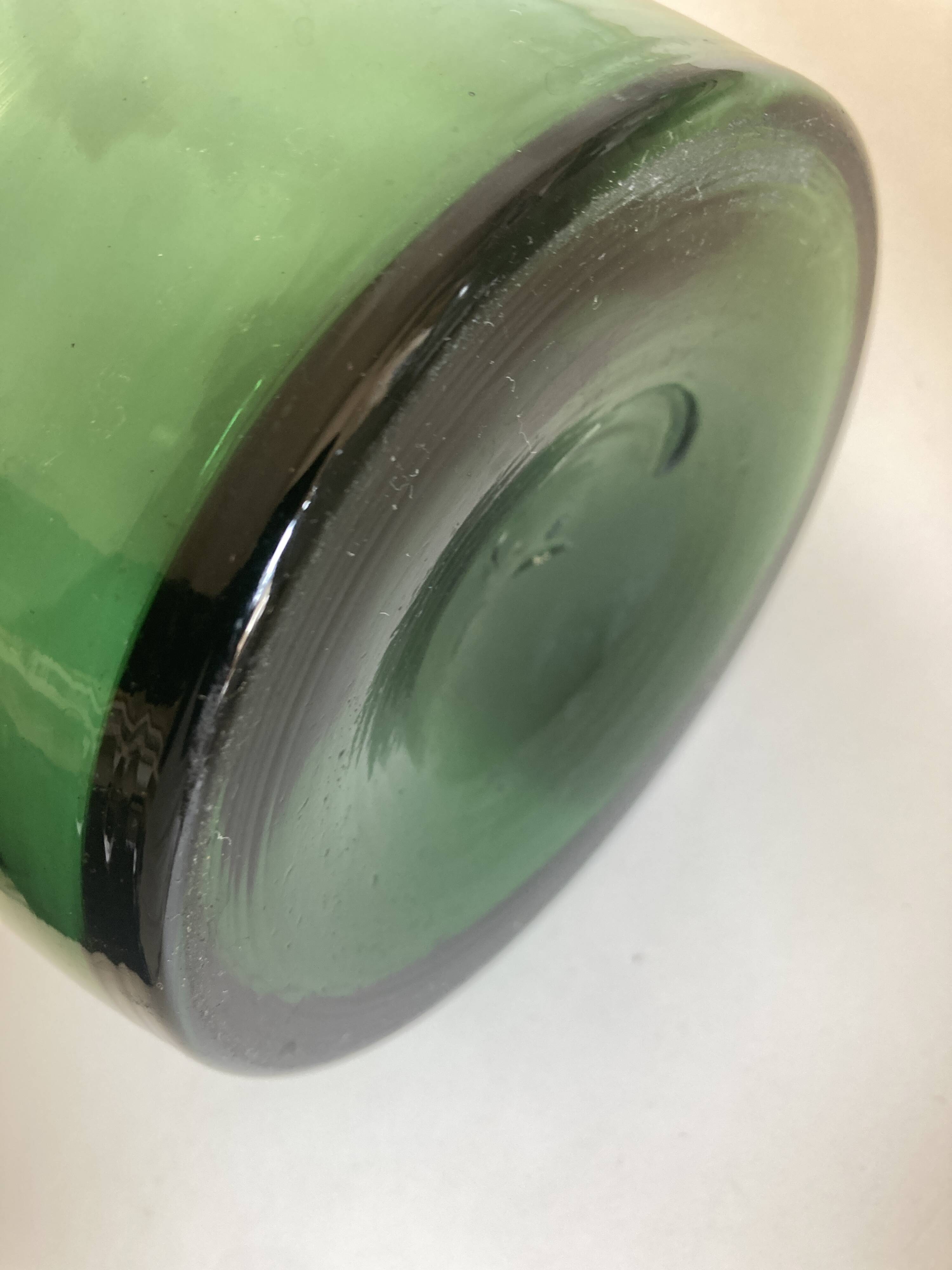 Green blown glass vase Empoli 1960 XXL Italian design
