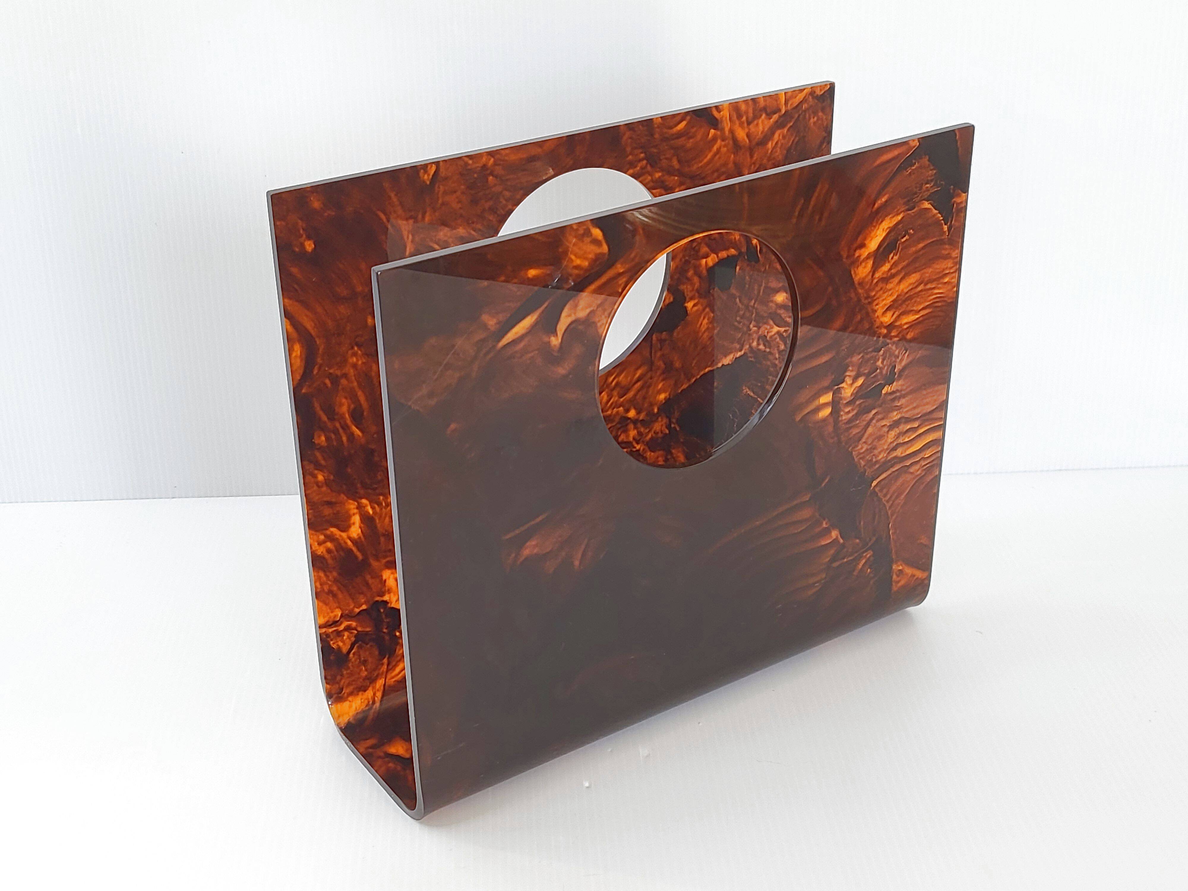 Vintage plexiglass magazine rack 1970