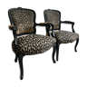 Restored Louis XV-style leopard convertible chairs