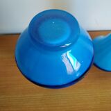 Pair of white twisted blue vases in Murano taste