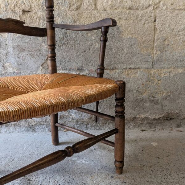 Fauteuil en bois et paille