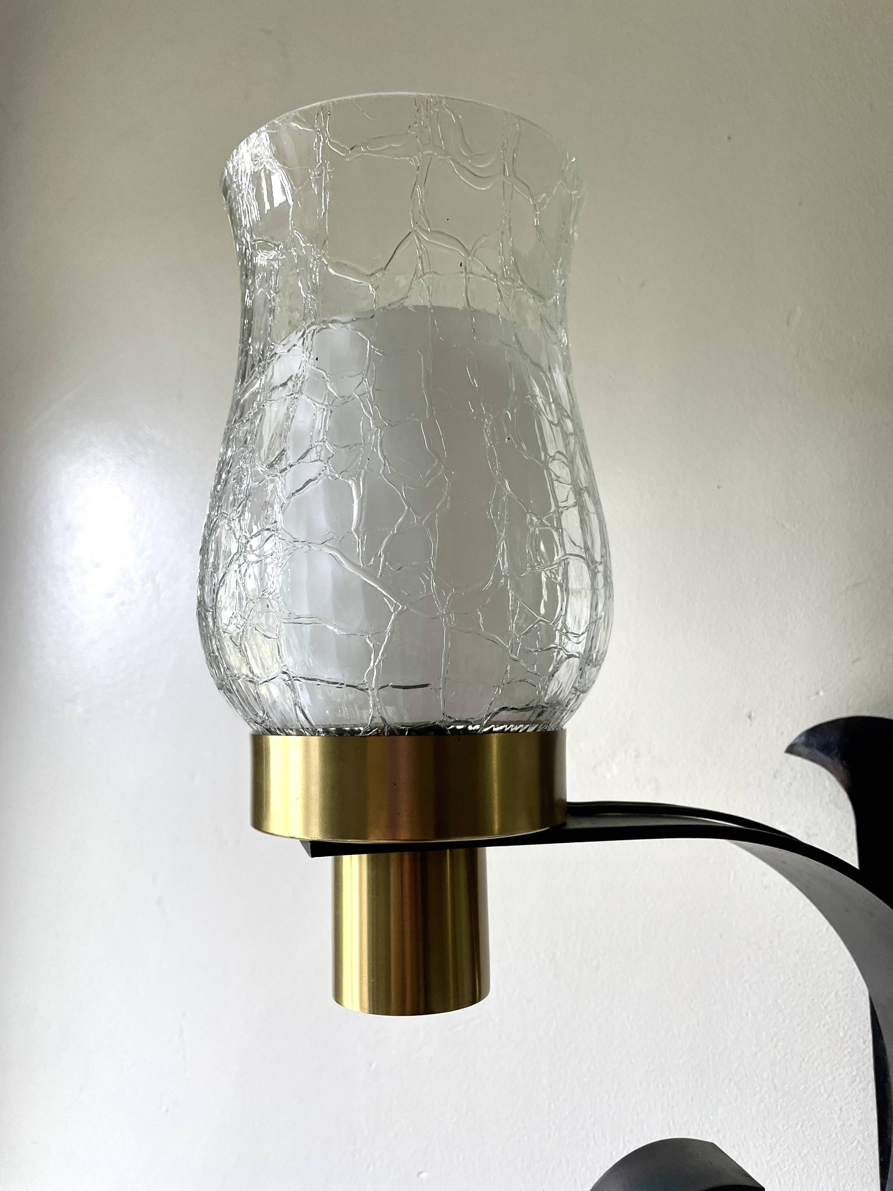 Large brutalist wall light by Jean Perzel