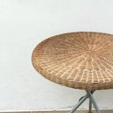 Rattan and lacquered metal folding table
