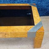 Italian burl coffee table after Willy Rizzo for Mario Sabot