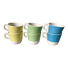 set of 6 colorful coffee cups pop Digoin Sarreguemines 60s