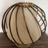 Stoneware lamp - rattan shade