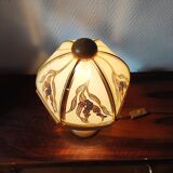 Vintage glass and wood table lamp