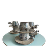 Service of 6 cups and saucers Gustave Reynaud – The Mulberry – Vallauri