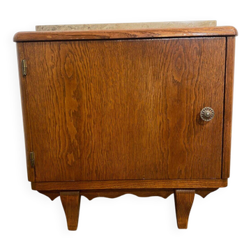Small wooden piece of furniture with a marble top, 1950s.