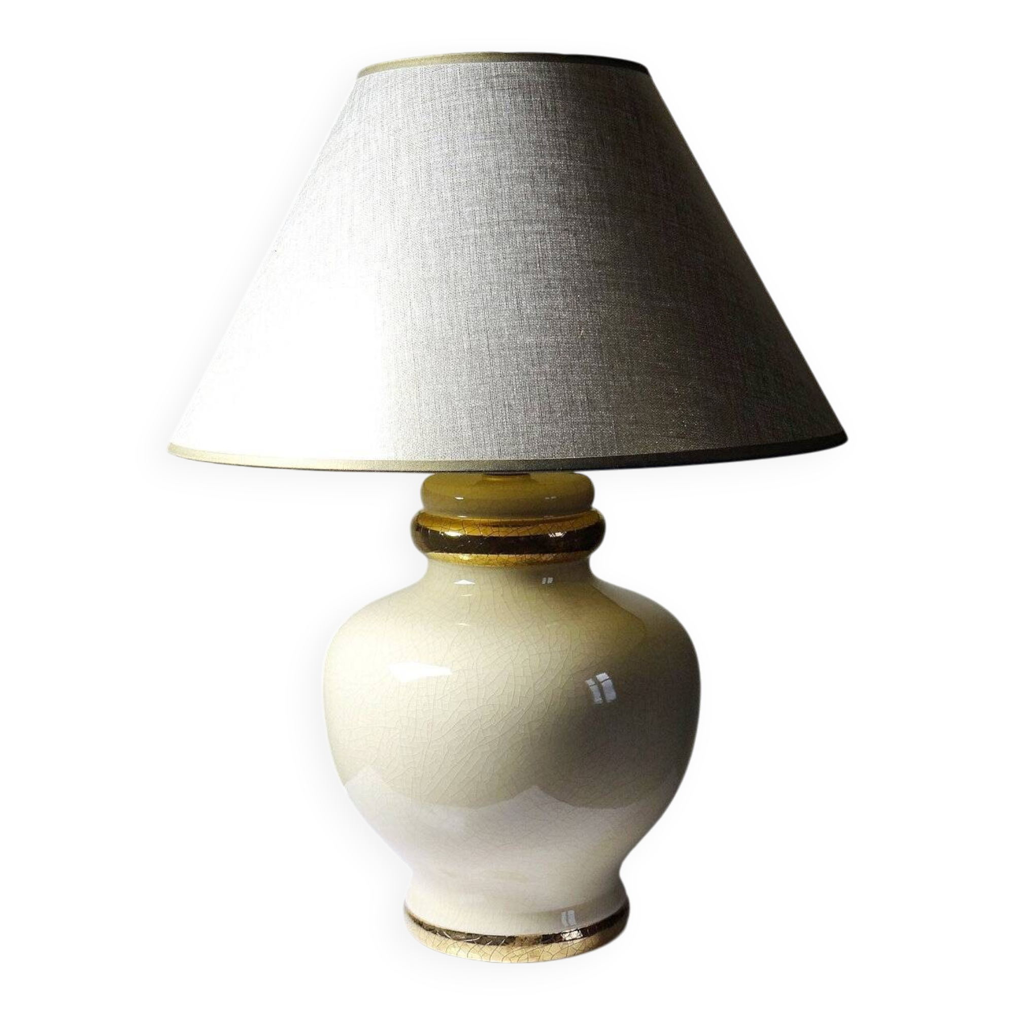 Vintage 1980s-90s Le Dauphin Dynastie crackle-glazed earthenware lamp