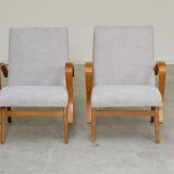 Pair of restored armchairs in large bouclette by Frantisek Jirak for Tatra 1960