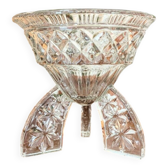 vintage molded glass tripod cup