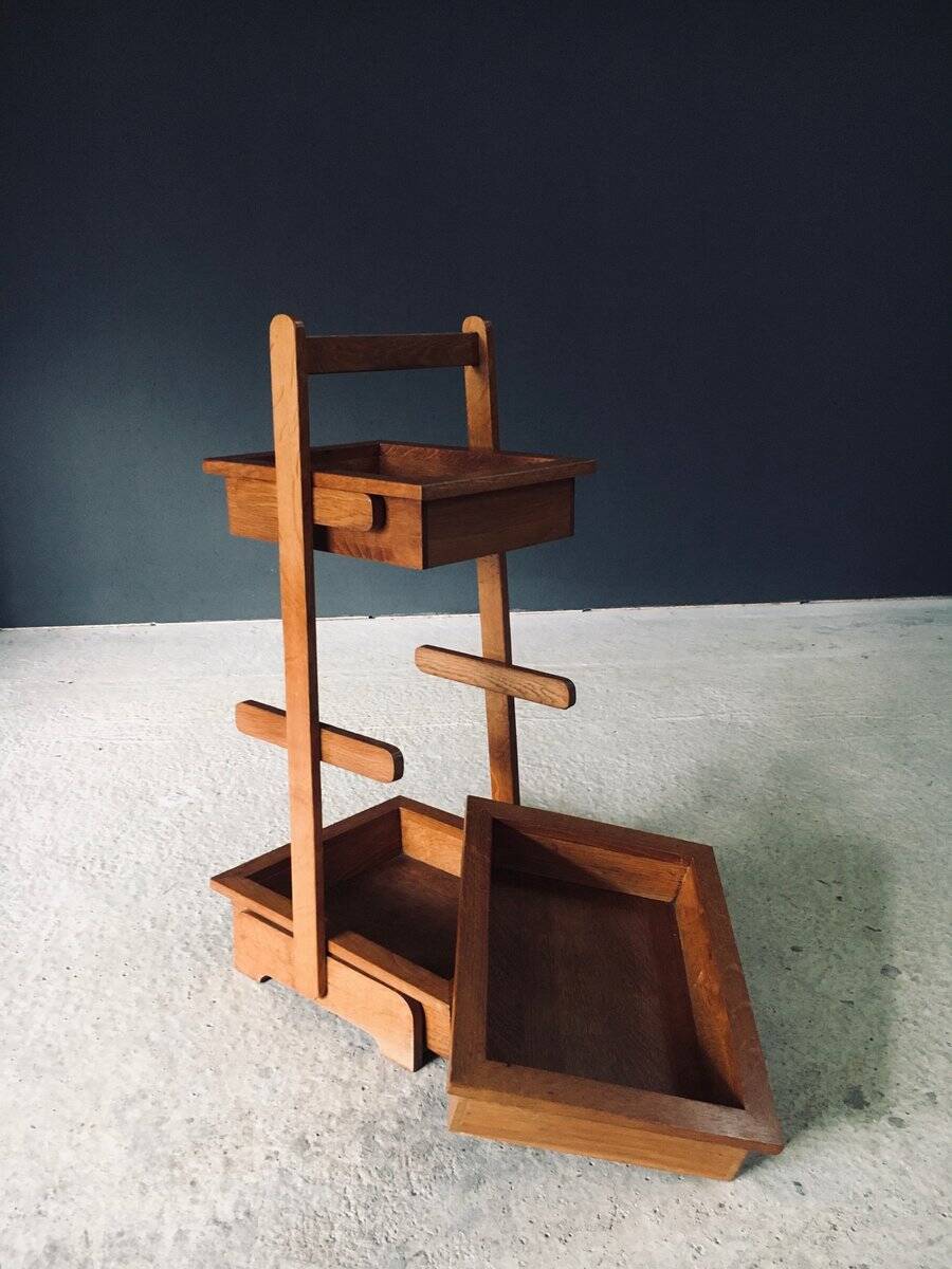 Mid-Century Oak Magazine Holder, Belgium, 1950s