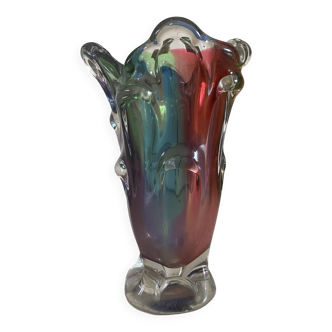 Murano Glass Vase, Marinha Grande Portugal, Hand Blown Artistic Glass