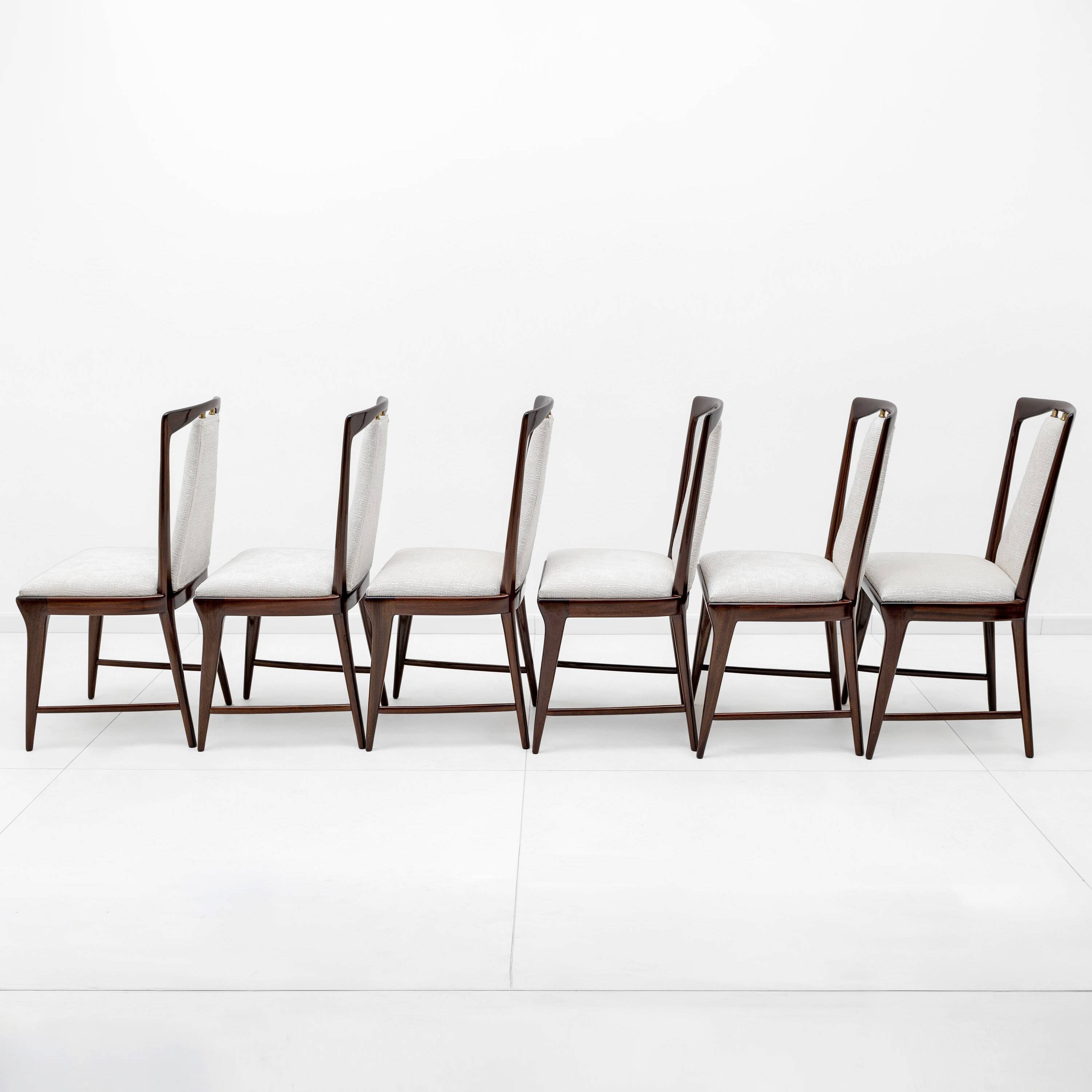Set of 6 Osvaldo Borsani Mid-Century Modern Italian Bouclè Dining Chairs