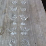 Lot de 10 verres en cristal gravé dépoli XIXe