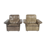 Pair of buffalo leather lounge chair 1970's