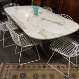 oval - rectangular marble and metal design table