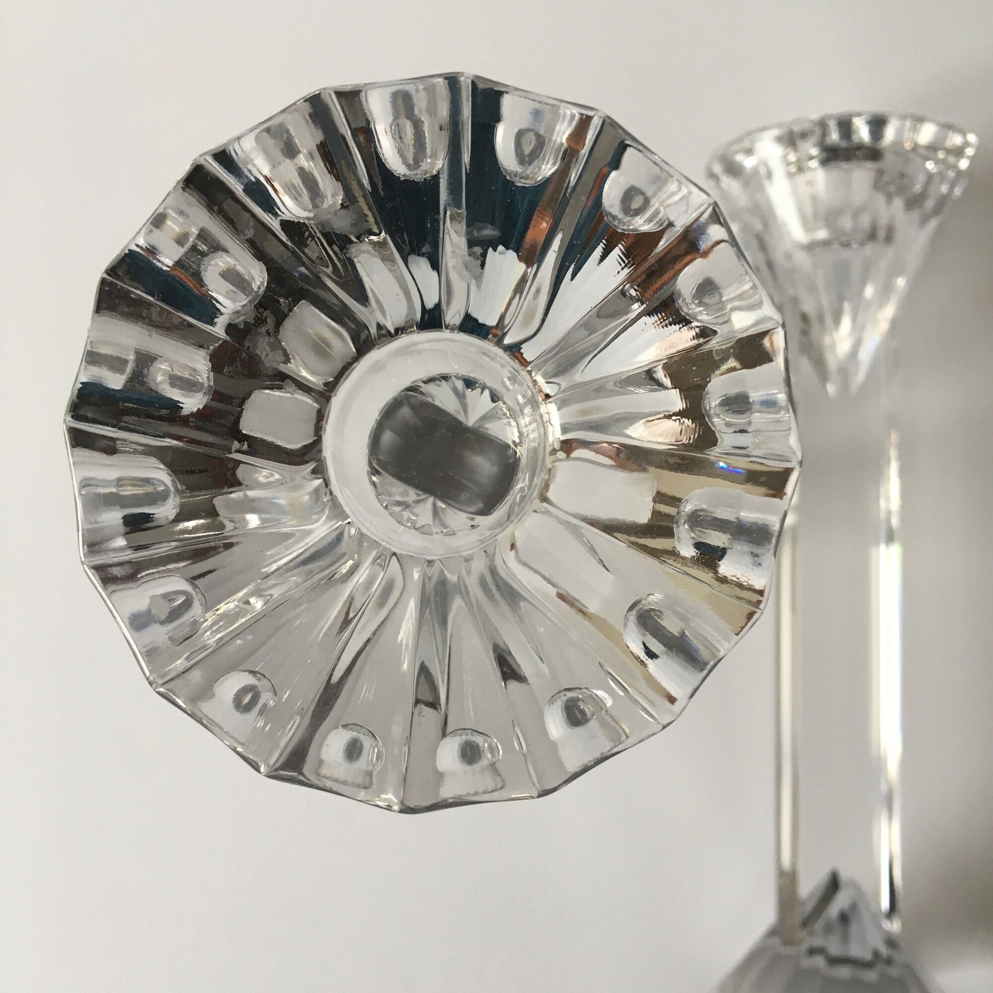 Set of 3 vintage de bohème crystal candlesticks