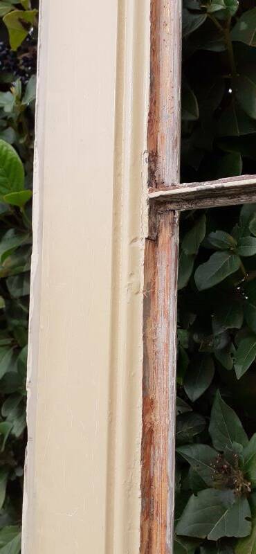 Glass communication door h221.5x90cm old 4 panes without interior glazing