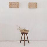 Pair of rattan wall lamps