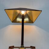Large teak and bronze lamp from the 1970s