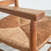Set of 2 oak and wicker armchairs, mid-20th century.
