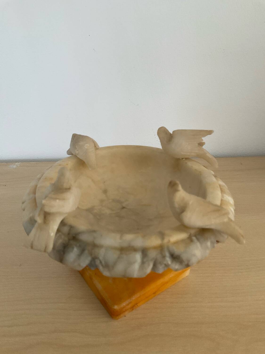 Vintage alabaster bird bath trinket dish