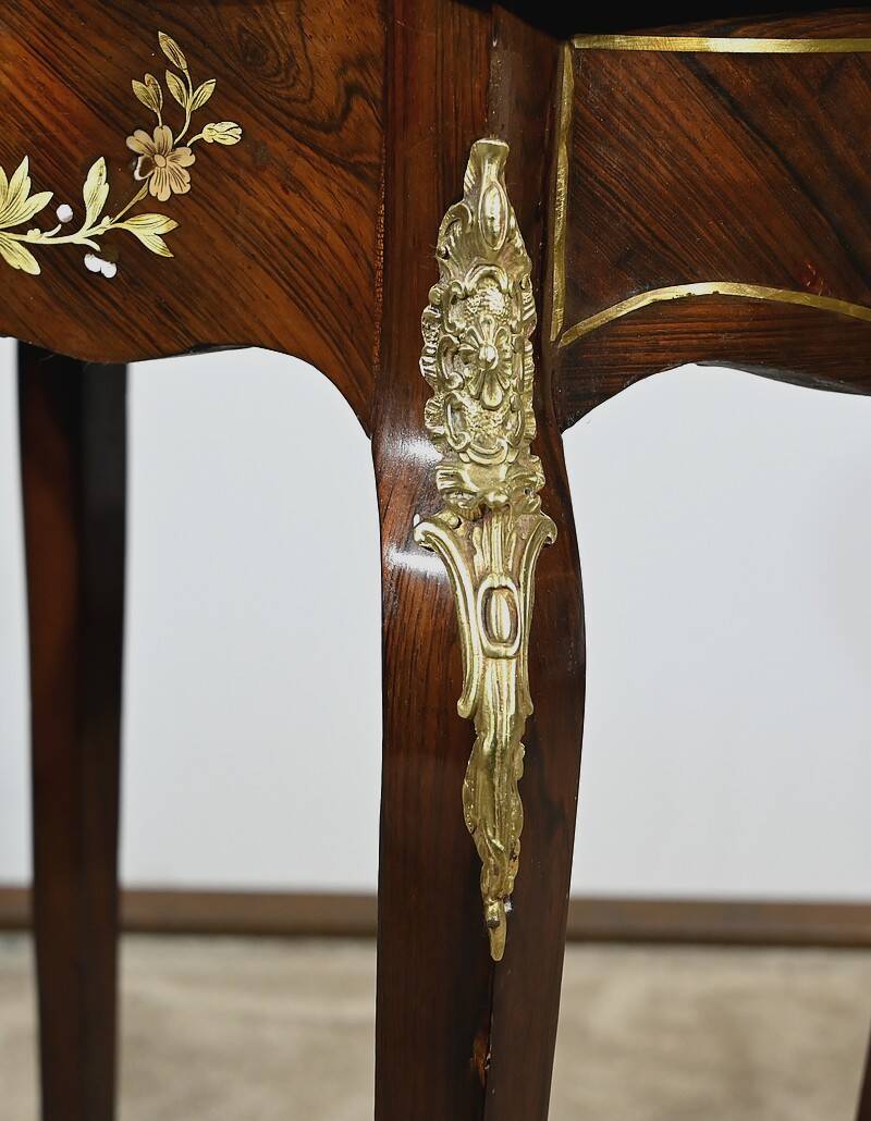 Small Living Room Table in Rosewood and Marquetry, Louis XV style, Napoleon III – Middle XI period