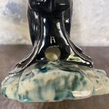 Sculpture poisson vintage céramique barbotine noir ancien art déco XXème