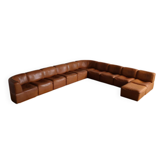 De Sede DS 15 XL modular leather sofa, Switzerland 1970s