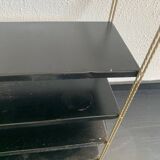 Vintage 1960 String wall shelf black and gold - 60 x 48 cm
