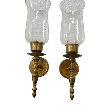Set of 2 vintage brass wall sconces
