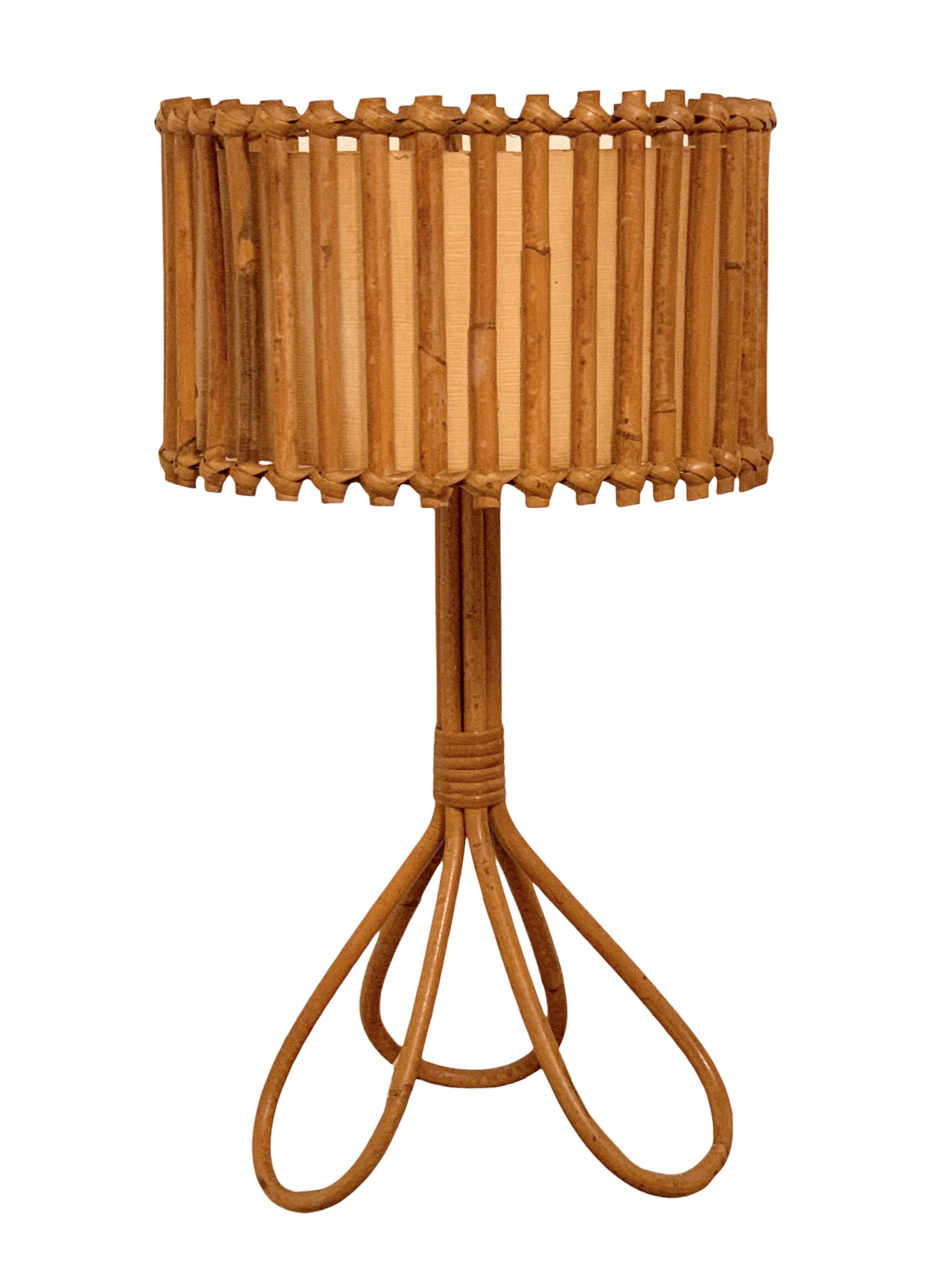 Rattan tripod lamp 1950 H47