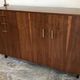 Vintage enfilade 1960-1980's blond walnut veneer handles brass