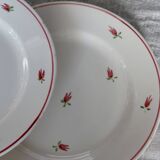 4 vintage earthenware dessert plates - Small floral pattern