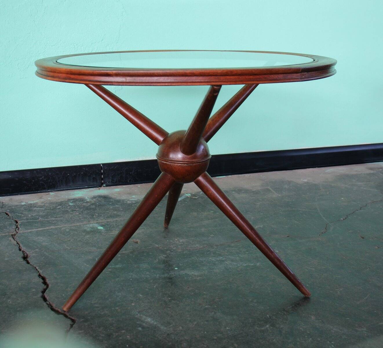 Set de Tables Basses Rondes Sputnik en Bois et Verre, Set de 2