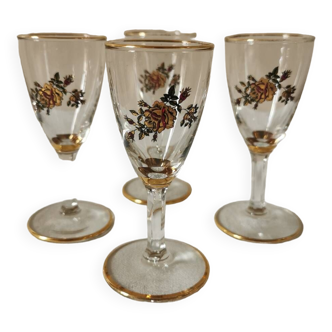 Verres à digestif fleuris vintage