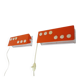 Pair of Scandinavian wall sconces with swivel shade in orange metal. 70