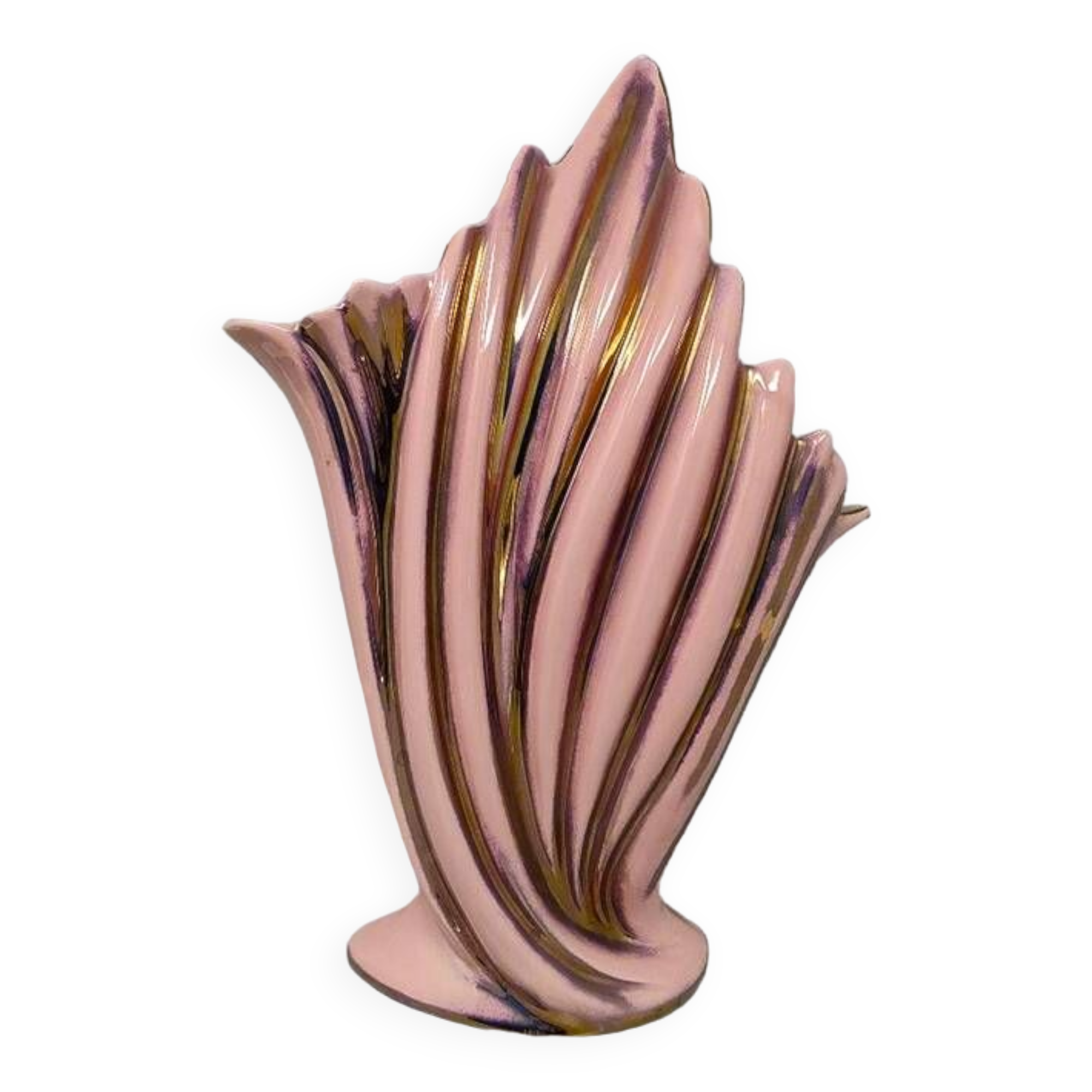 1960s Astonishing Pink and Gold Vase by SICAS Limited Edition. Made In Italy