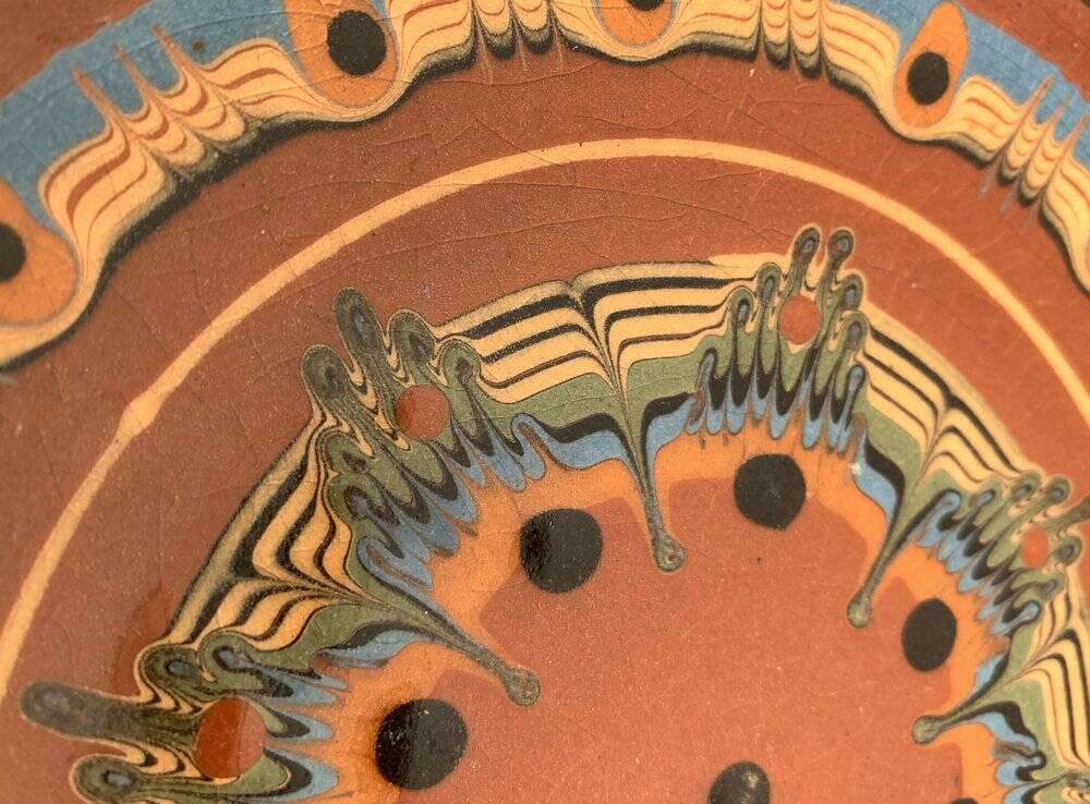 Vintage wall plate in hand-painted ceramic, 1970s