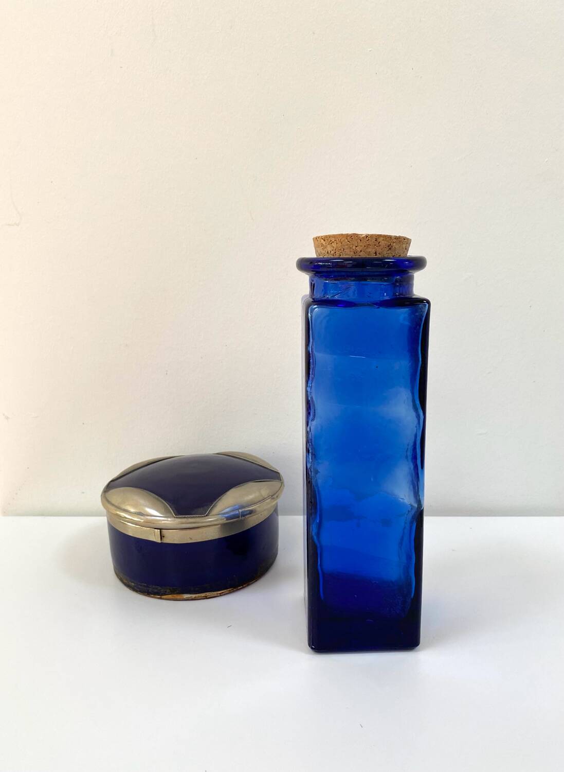 Vintage cobalt blue glass jar