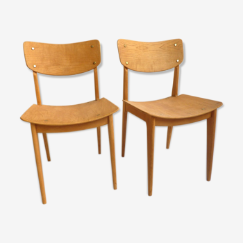 Paire de chaises bois années 50