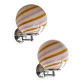 Pair of Contemporary Amber and Pink “Rods” Murano Glass Wall Sconces
