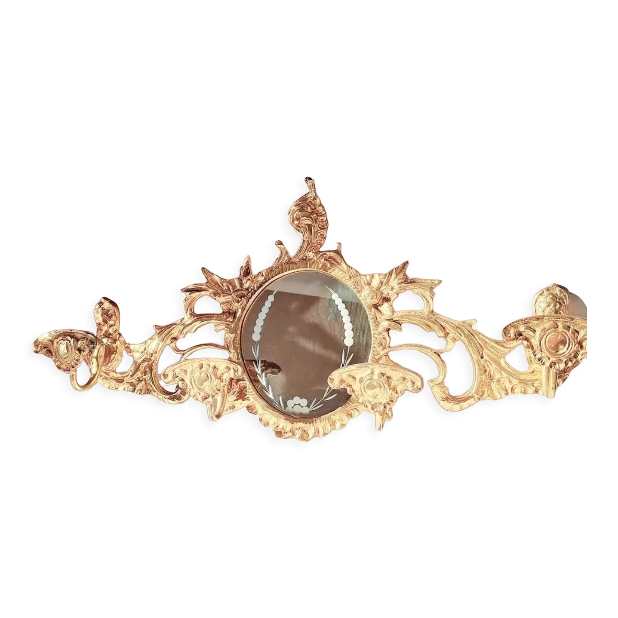 Bronze wall coat rack with chiseled mirror